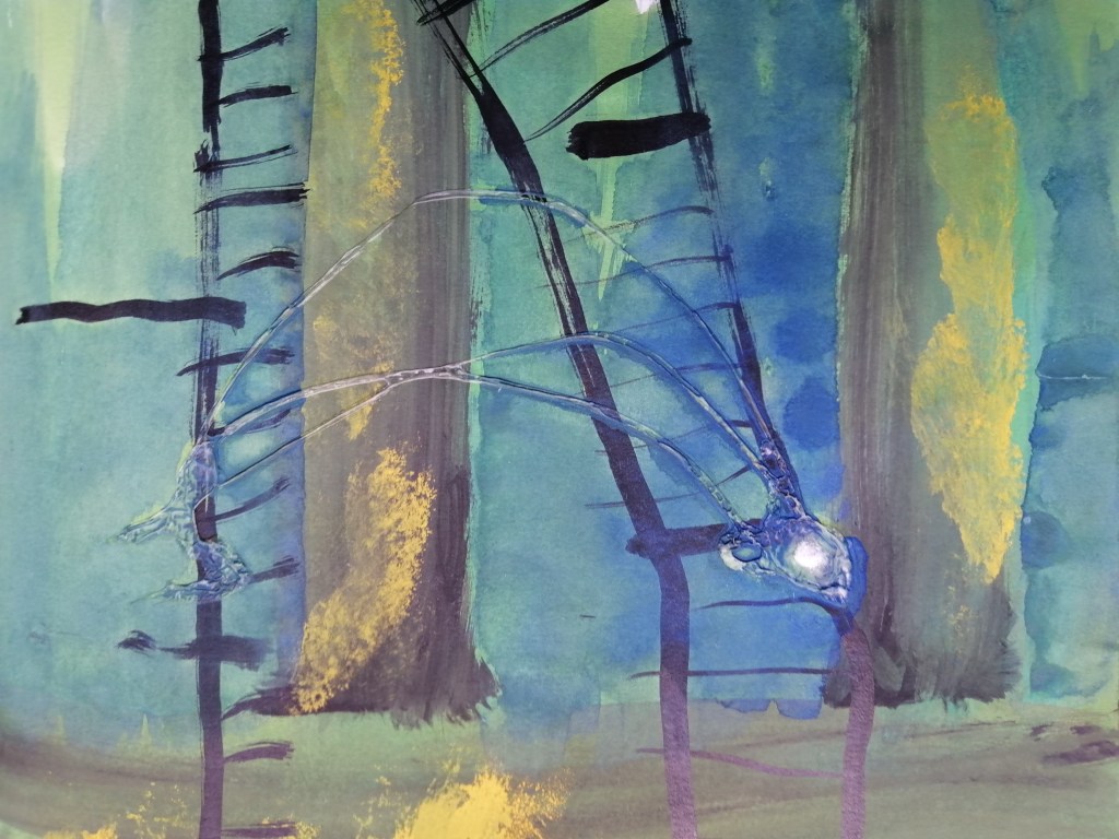 watery ink depicting disintergrating ladders